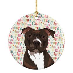 2.8 x 2.8 in. Unisex Pit Bull Brindle No.2 Christmas Ceramic Ornament