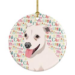 2.8 x 2.8 in. Unisex Pit Bull Puppy Christmas Ceramic Ornament