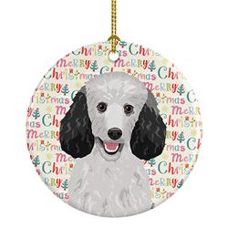 2.8 x 2.8 in. Unisex Poodle Standard Silver Christmas Ceramic Ornament