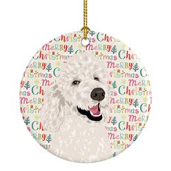 2.8 x 2.8 in. Unisex Poodle Standard White Christmas Ceramic Ornament