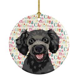 2.8 x 2.8 in. Unisex Poodle Toy Grey Christmas Ceramic Ornament