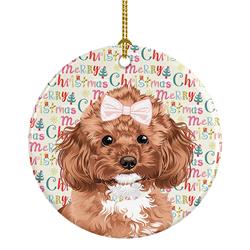 2.8 x 2.8 in. Unisex Poodle Toy Red Christmas Ceramic Ornament