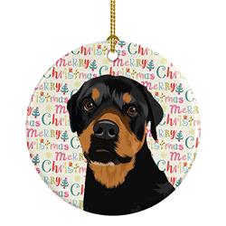 2.8 x 2.8 in. Unisex Rottweiler Black & Rust Christmas Ceramic Ornament