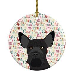 2.8 x 2.8 in. Unisex Schnauzer Black No.2 Christmas Ceramic Ornament