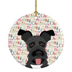 2.8 x 2.8 in. Unisex Schnauzer Black No.3 Christmas Ceramic Ornament