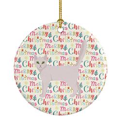 2.8 x 2.8 in. Unisex Burmilla Cat Christmas Ceramic Ornament