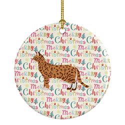 2.8 x 2.8 in. Unisex Cheetoh No.3 Cat Christmas Ceramic Ornament