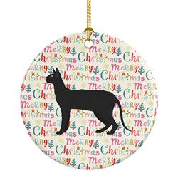 2.8 x 2.8 in. Unisex Black Cornish Rex Cat Christmas Ceramic Ornament