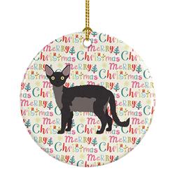 2.8 x 2.8 in. Unisex Devon Rex Cat Christmas Ceramic Ornament