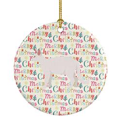 2.8 x 2.8 in. Unisex White Devon Rex Cat Christmas Ceramic Ornament