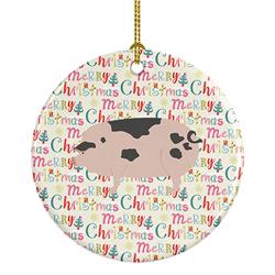 2.8 x 2.8 in. Unisex Gloucester Old Spot Pig Christmas Ceramic Ornament