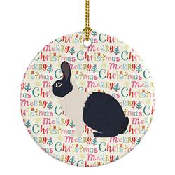 2.8 x 2.8 in. Unisex Dutch Rabbit Christmas Ceramic Ornament
