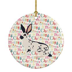 2.8 x 2.8 in. Unisex English Spot Rabbit Christmas Ceramic Ornament