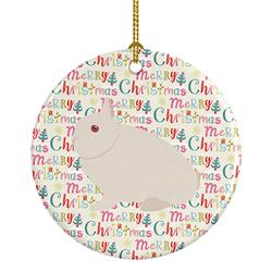 2.8 x 2.8 in. Unisex Hermelin Rabbit Christmas Ceramic Ornament