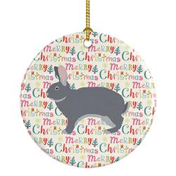 2.8 x 2.8 in. Unisex Giant Chinchilla Rabbit Christmas Ceramic Ornament
