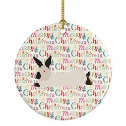 2.8 x 2.8 in. Unisex California White Rabbit Christmas Ceramic Ornament