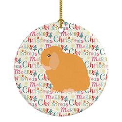 2.8 x 2.8 in. Unisex Holland Lop Rabbit Christmas Ceramic Ornament