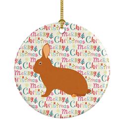 2.8 x 2.8 in. Unisex Rex Rabbit Christmas Ceramic Ornament