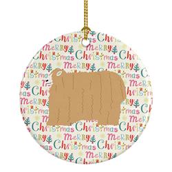 2.8 x 2.8 in. Unisex Lincoln Longwool Sheep Christmas Ceramic Ornament