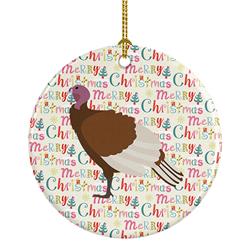 2.8 x 2.8 in. Unisex Bourbon Red Turkey Hen Christmas Ceramic Ornament
