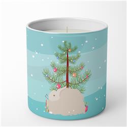 BB9326CDL 3.75 x 3.25 in. Unisex Fluffy Angora Rabbit Christmas 10 oz Decorative Soy Candle, Teal