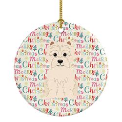 2.8 x 2.8 in. Unisex Merry Christmas Westie Ceramic Ornament, Multi Color