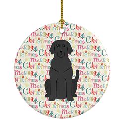 2.8 x 2.8 in. Unisex Merry Christmas Black Labrador Ceramic Ornament, Multi Color