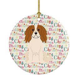 2.8 x 2.8 in. Unisex Merry Christmas Cavalier Spaniel Ceramic Ornament, Multi Color