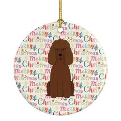 2.8 x 2.8 in. Unisex Merry Christmas Irish Water Spaniel Ceramic Ornament, Multi Color