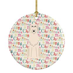 2.8 x 2.8 in. Unisex Merry Christmas Irish Wolfhound Ceramic Ornament, Multi Color