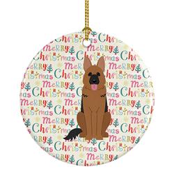 2.8 x 2.8 in. Unisex Merry Christmas German Shepherd Ceramic Ornament, Multi Color