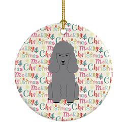 2.8 x 2.8 in. Unisex Merry Christmas Poodle Silver Ceramic Ornament, Multi Color