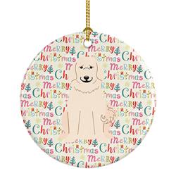 2.8 x 2.8 in. Unisex Merry Christmas Great Pyrenese Ceramic Ornament, Multi Color