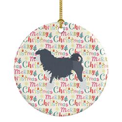 2.8 x 2.8 in. Unisex Lowchen Merry Christmas Ceramic Ornament, Multi Color