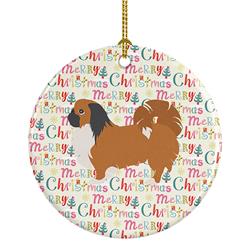 2.8 x 2.8 in. Unisex Pekingese Merry Christmas Ceramic Ornament, Multi Color