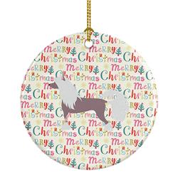 2.8 x 2.8 in. Unisex Chinese Crested Merry Christmas Ceramic Ornament, Multi Color