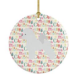 2.8 x 2.8 in. Unisex Bichon Frise Merry Christmas Ceramic Ornament, Multi Color