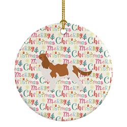 2.8 x 2.8 in. Unisex Cavalier King Charles Spaniel Merry Christmas Ceramic Ornament, Multi Color