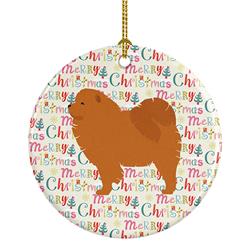 2.8 x 2.8 in. Unisex Chow Chow Merry Christmas Ceramic Ornament, Multi Color