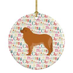 2.8 x 2.8 in. Unisex Leonberger Merry Christmas Ceramic Ornament, Multi Color