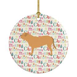 2.8 x 2.8 in. Unisex Dogue de Bordeaux Merry Christmas Ceramic Ornament, Multi Color