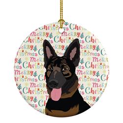 2.8 x 2.8 in. Unisex German Shepherd Bicolor Christmas Ceramic Ornament