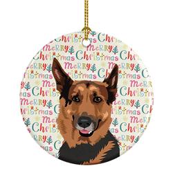 2.8 x 2.8 in. Unisex German Shepherd Red Sable Christmas Ceramic Ornament