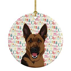 2.8 x 2.8 in. Unisex German Shepherd Black & Tan No.2 Christmas Ceramic Ornament
