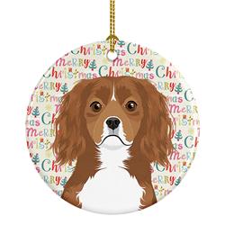 2.8 x 2.8 in. Unisex Cavalier King Charles Spaniel Ruby Christmas Ceramic Ornament
