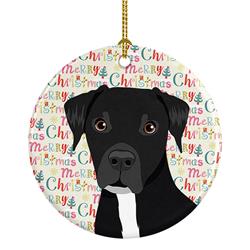 2.8 x 2.8 in. Unisex Pit Bull Black No.1 Christmas Ceramic Ornament