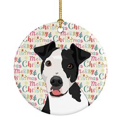 2.8 x 2.8 in. Unisex Pit Bull Black No.2 Christmas Ceramic Ornament
