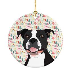 2.8 x 2.8 in. Unisex Pit Bull Black No.3 Christmas Ceramic Ornament