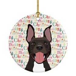 2.8 x 2.8 in. Unisex Pit Bull Black No.4 Christmas Ceramic Ornament