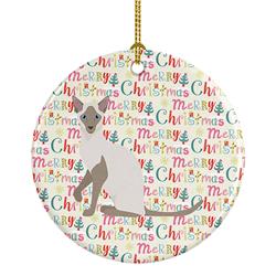 2.8 x 2.8 in. Unisex Siamese Modern Cat Christmas Ceramic Ornament